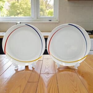 Studio Nova Cortina Primary Dinner Plates LBG02 Set of 2 Japan 10 5/8" 1987